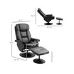 Recliner and Ottoman with Wrapped Base, Swivel PU Leather Reclining Chair with Footrest for Living Room, Bedroom and Office, Black