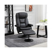 Recliner and Ottoman with Wrapped Base, Swivel PU Leather Reclining Chair with Footrest for Living Room, Bedroom and Office, Black