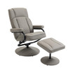 Swivel Recliner, Manual PU Leather Armchair with Ottoman Footrest for Living Room, Office, Bedroom, Grey