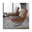 Home Atrium Modern Bonded Leather Accent Chair In Caramel Brown/Chrome