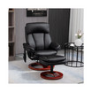 Recliner Chair with Ottoman, Electric Faux Leather Recliner with 10 Vibration Points and 5 Massage Mode, Swivel Reclining Chair with Wood Base, Remote Control and Side Pocket, Black