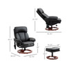 Recliner Chair with Ottoman, Electric Faux Leather Recliner with 10 Vibration Points and 5 Massage Mode, Swivel Reclining Chair with Wood Base, Remote Control and Side Pocket, Black