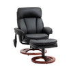 Recliner Chair with Ottoman, Electric Faux Leather Recliner with 10 Vibration Points and 5 Massage Mode, Swivel Reclining Chair with Wood Base, Remote Control and Side Pocket, Black