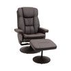 Recliner and Ottoman with Wrapped Base, Swivel PU Leather Reclining Chair with Footrest for Living Room, Bedroom and Office, Brown