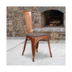Metal Stackable Chair with Wood Seat, 20"L x 17.75"W x 33.5"H