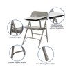 2 Pack Premium Steel Folding Chair With Left Handed Tablet Arm