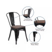 Metal Stackable Chair with Wood Seat, 18"W x 20"D x 33"H