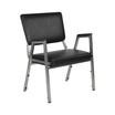 1500 lb. Rated Black Vinyl Bariatric Arm Chair with 3/4 Panel Back and Silver Vein Frame