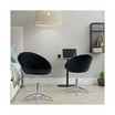 2 Piece Adjustable Velvet Accent Chair in Black with Chrome Finish