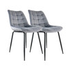 2 Piece Velvet Tufted Chair in Gray with Black Metal Legs