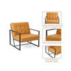31.50" Polyurethane Leather Button-Tufted Accent Arm Chair with Black Metal Frame
