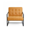 31.50" Polyurethane Leather Button-Tufted Accent Arm Chair with Black Metal Frame