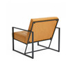31.50" Polyurethane Leather Button-Tufted Accent Arm Chair with Black Metal Frame