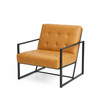31.50" Polyurethane Leather Button-Tufted Accent Arm Chair with Black Metal Frame