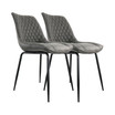 2 Piece Vintage Faux Leather Tufted Chair in Gray