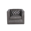 Helaire Tufted Leather Armchair  in Charcoal Gray