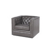 Helaire Tufted Leather Armchair  in Charcoal Gray