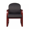 Mahogany Wood Mid-Back Guest Chair W/ Sled Base