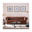 Alexandon Leather Chesterfield Tufted Sofa with Roll Arm