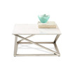 Zurich 36" Square Faux Marble and Matte Chrome Cocktail Table