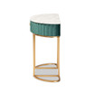 Beale Luxe and Glam Velvet Upholstered 1-Drawer Console Table with Faux Marble Tabletop