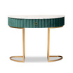 Beale Luxe and Glam Velvet Upholstered 1-Drawer Console Table with Faux Marble Tabletop