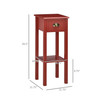 30" Elegant Narrow Accent End Bedside Sofa Table w/ Storage Drawer, Red