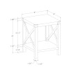 Farmhouse 2-Piece Metal-X Side Tables with Lower Shelf Set