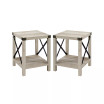 Farmhouse 2-Piece Metal-X Side Tables with Lower Shelf Set