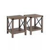 Farmhouse 2-Piece Metal-X Side Tables with Lower Shelf Set