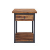 Claremont Rustic Wood End Table with Drawer and Low Shelf