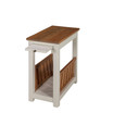 Savannah Chairside Magazine End Table with Pull-out Shelf, Ivory with Natural Wood Top