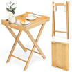 Bamboo Lipped Snack Side Table Multi Functional Folding TV Tray for Sofa Bed