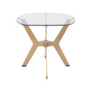 Archtech Modern End Table 24" In Gold / Clear Glass