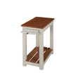 Savannah Chairside End Table with Pull-out Shelf, Ivory with Natural Wood Top