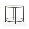 Camber Modern Glass Round End Table In Gray Pewter 26 Inches