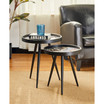 Set of 2 Nesting Lamp Table with Polygonal Star Pattern Tray Top