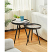 Set of 2 Nesting Lamp Table with Polygonal Star Pattern Tray Top