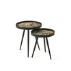 Set of 2 Nesting Lamp Table with Polygonal Star Pattern Tray Top