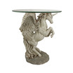 Mystical Winged Unicorn Sculptural Glass-Topped Table