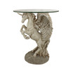 Mystical Winged Unicorn Sculptural Glass-Topped Table