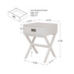 White Wooden X-Leg End Table with 1 Drawer
