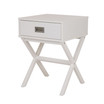 White Wooden X-Leg End Table with 1 Drawer