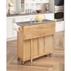 Natural Breakfast Bar Kitchen Cart with Stainless Steel Top