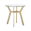Archtech Mid-Century Modern 3-Leg 24" Round End/Side/ Living Room Table Metal Frame and Tempered Glass - Gold