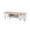 Rowan Mid-Century Modern Two-Toned TV Stand with Glass Shelf