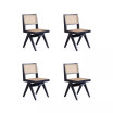 Hamlet 4-Piece Ash Wood and Natural Cane Rectangular Seat Dining Chair