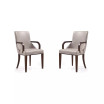 Shubert 2 Piece Beech Wood Faux Leather and Velvet Upholstered Dining Armchair Set