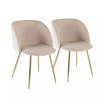 Fran Chair in Gold Metal and Velvet Set of 2