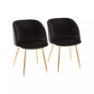 Fran Chair in Gold Metal and Velvet Set of 2
